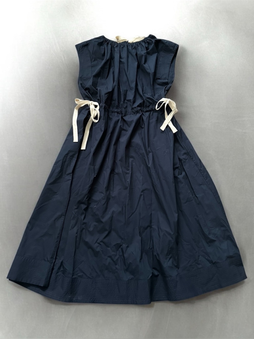Banana Republic Navy Long Dress with Cream Drawstring Ties - Picture 4 of 8